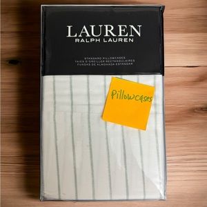 NWT – Ralph Lauren - Spencer Standard Sage Green Stripe Pillowcase (Pair) $29.99